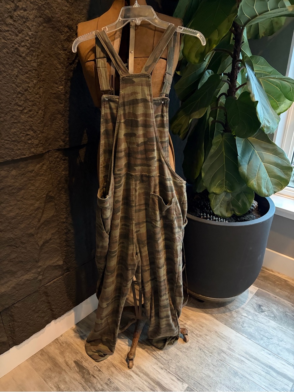 Wallflower Olive Green Camouflage Overalls Jumpsuit - Picture 2 of 3